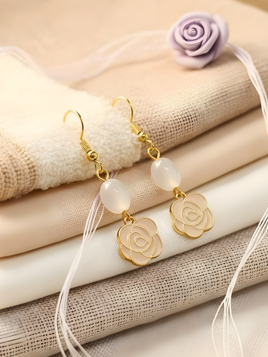 • Boucles d'oreilles • Rose Poudrée