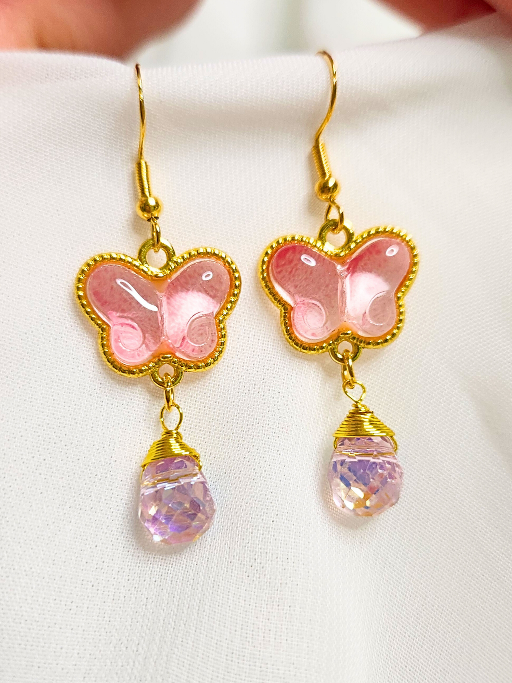 • Boucles d'oreilles • Papillon Rosé