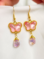 • Boucles d'oreilles • Papillon Rosé