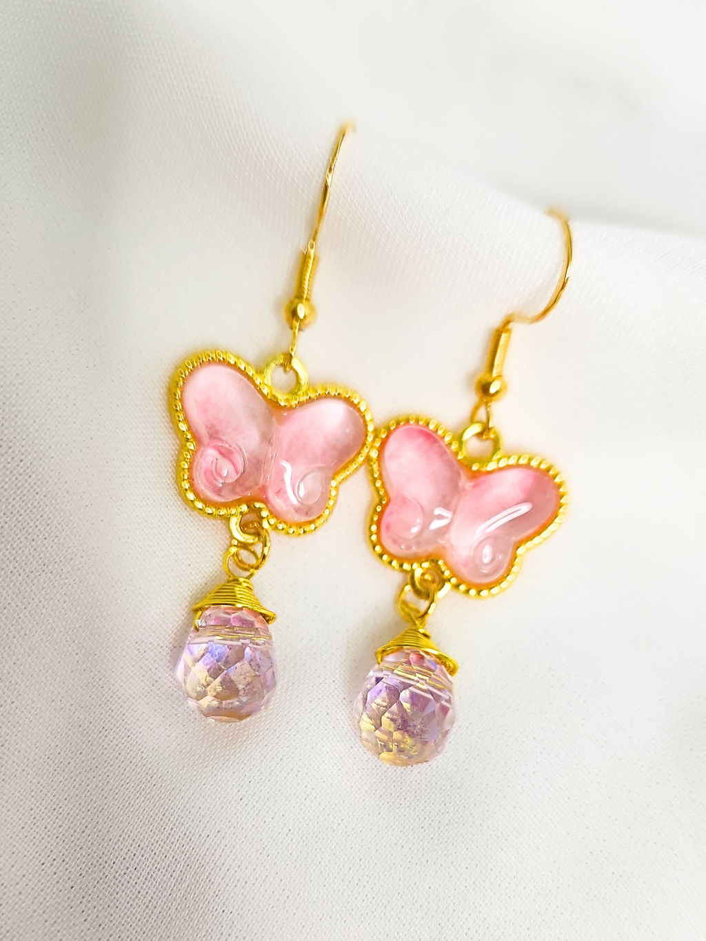 • Boucles d'oreilles • Papillon Rosé