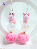 • Boucles d'oreilles • Lapins Roses