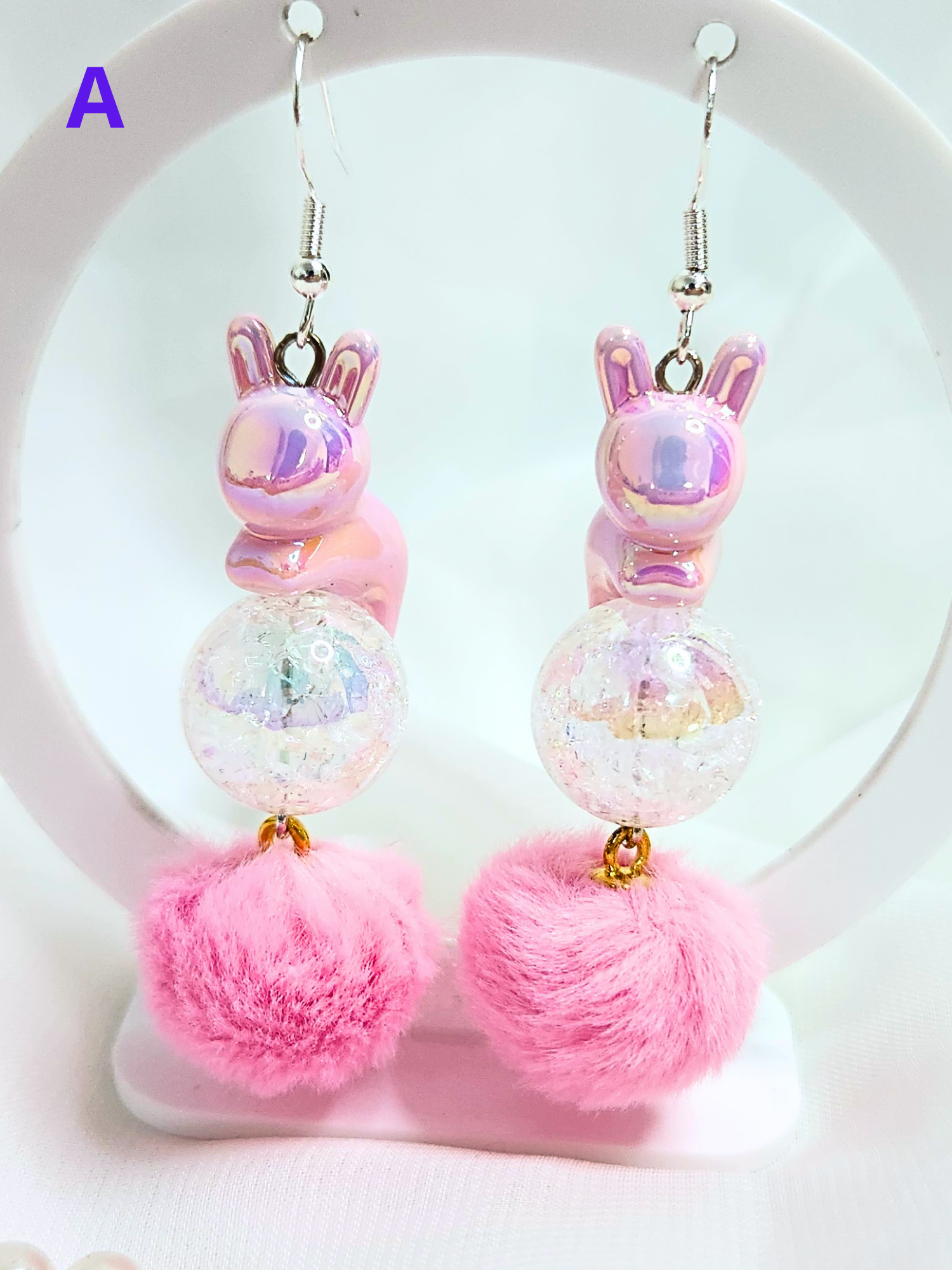 • Boucles d'oreilles • Lapins Roses