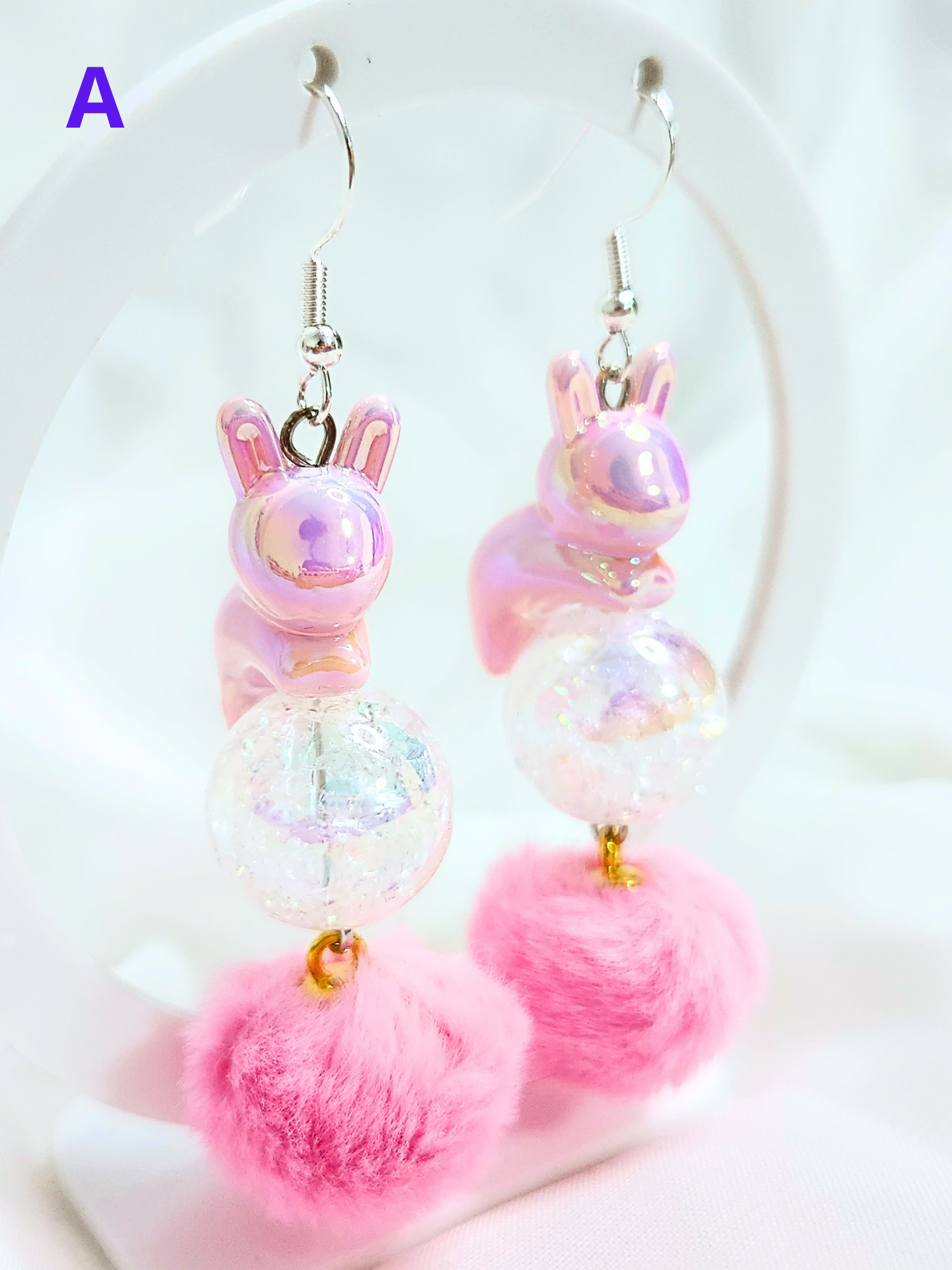 • Boucles d'oreilles • Lapins Roses