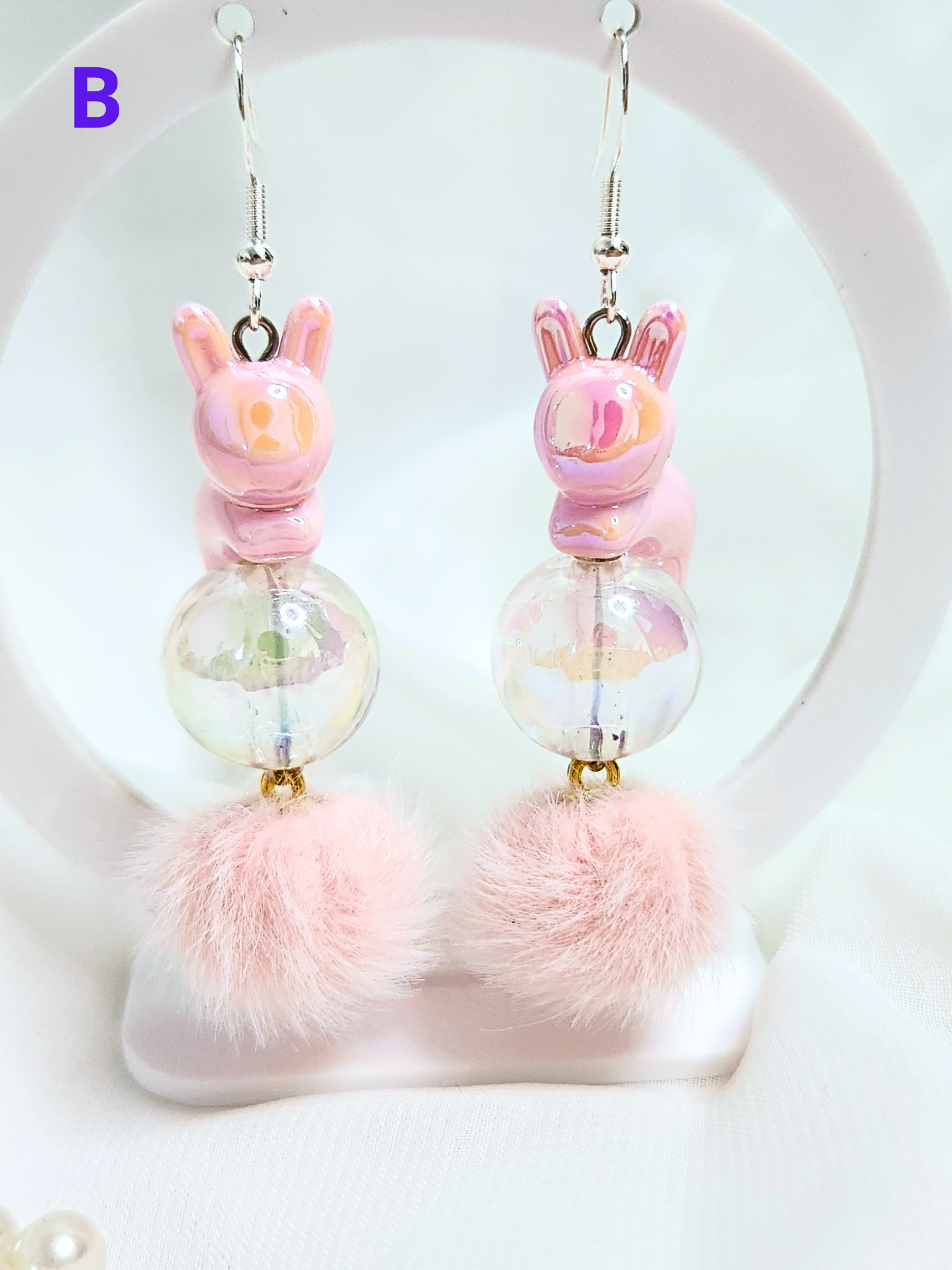• Boucles d'oreilles • Lapins Roses