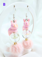 • Boucles d'oreilles • Lapins Roses