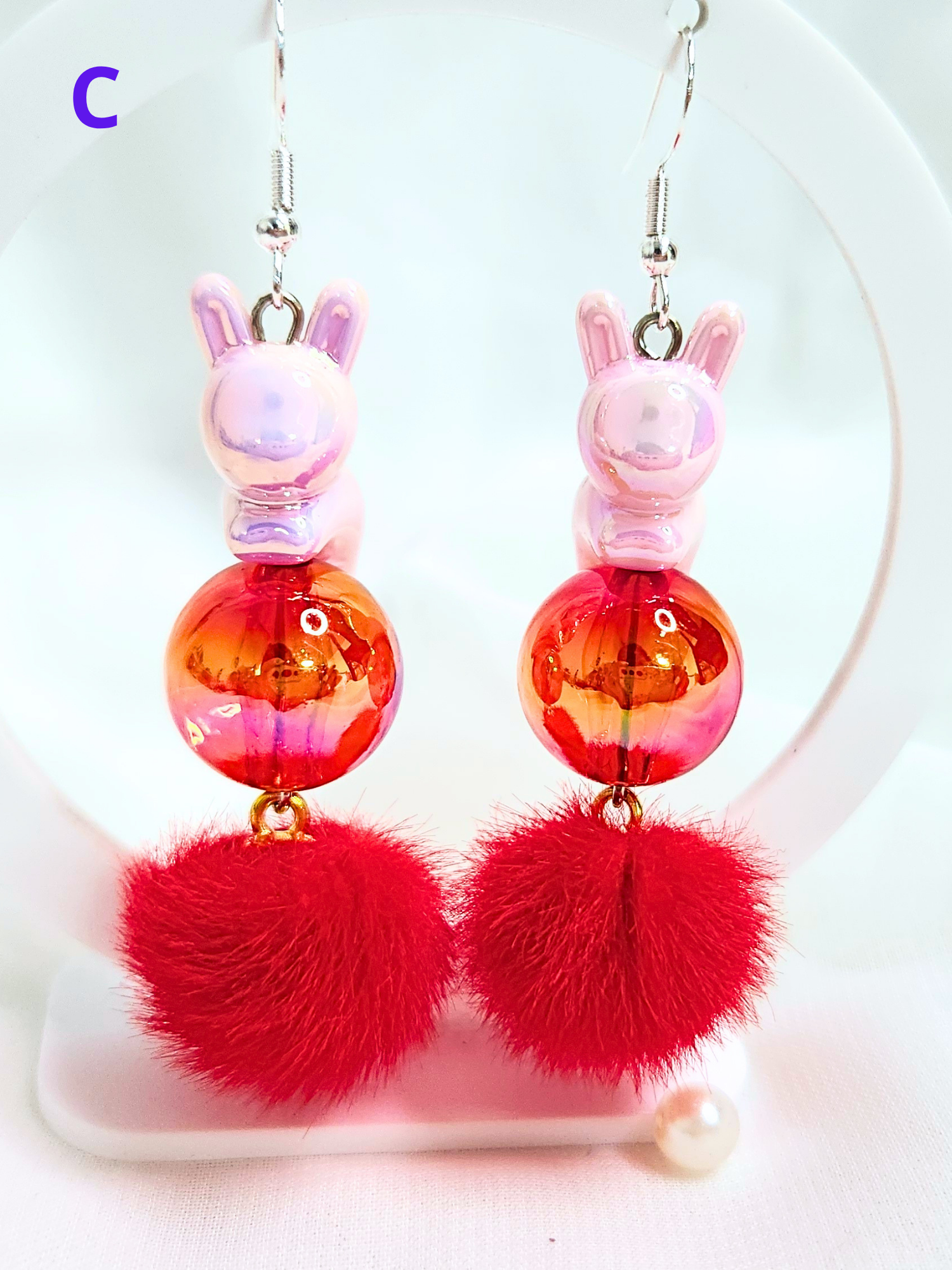 • Boucles d'oreilles • Lapins Roses