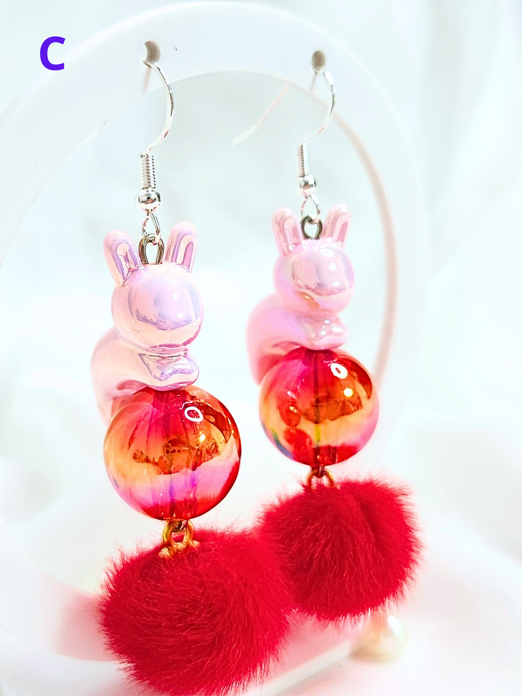 • Boucles d'oreilles • Lapins Roses