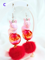 • Boucles d'oreilles • Lapins Roses