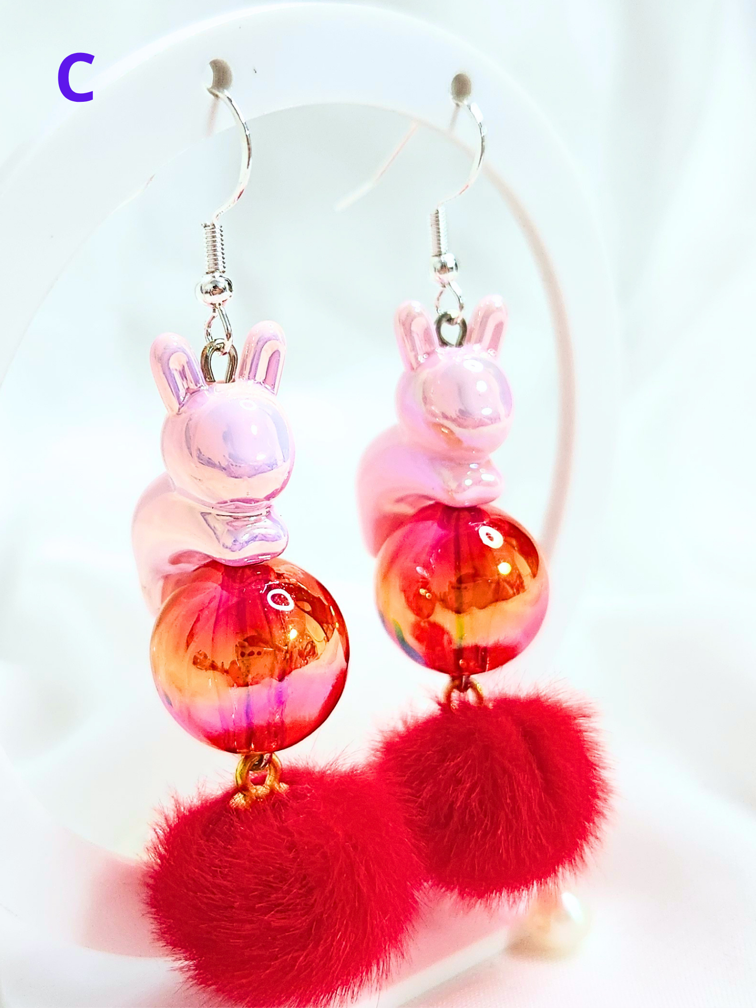 • Boucles d'oreilles • Lapins Roses