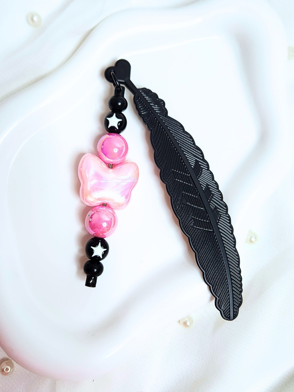 • Marque-page • Plume Black&Pink