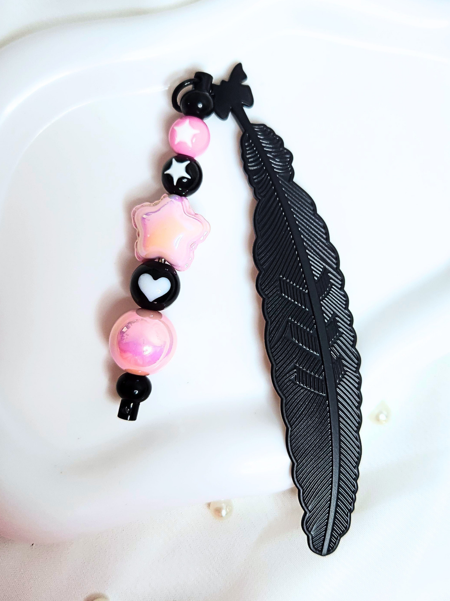 • Marque-page • Plume Black&Pink