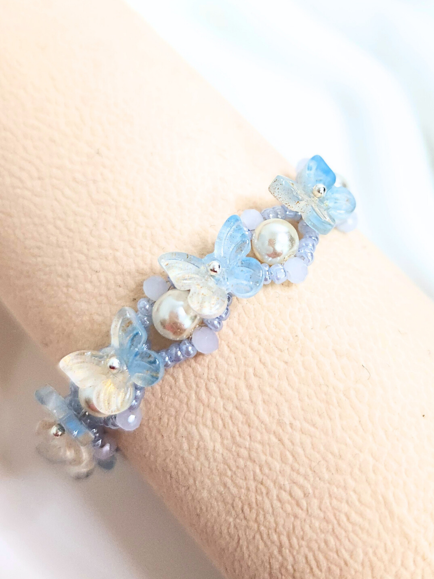• Bracelet Simple • Papillons Bleu Perlé