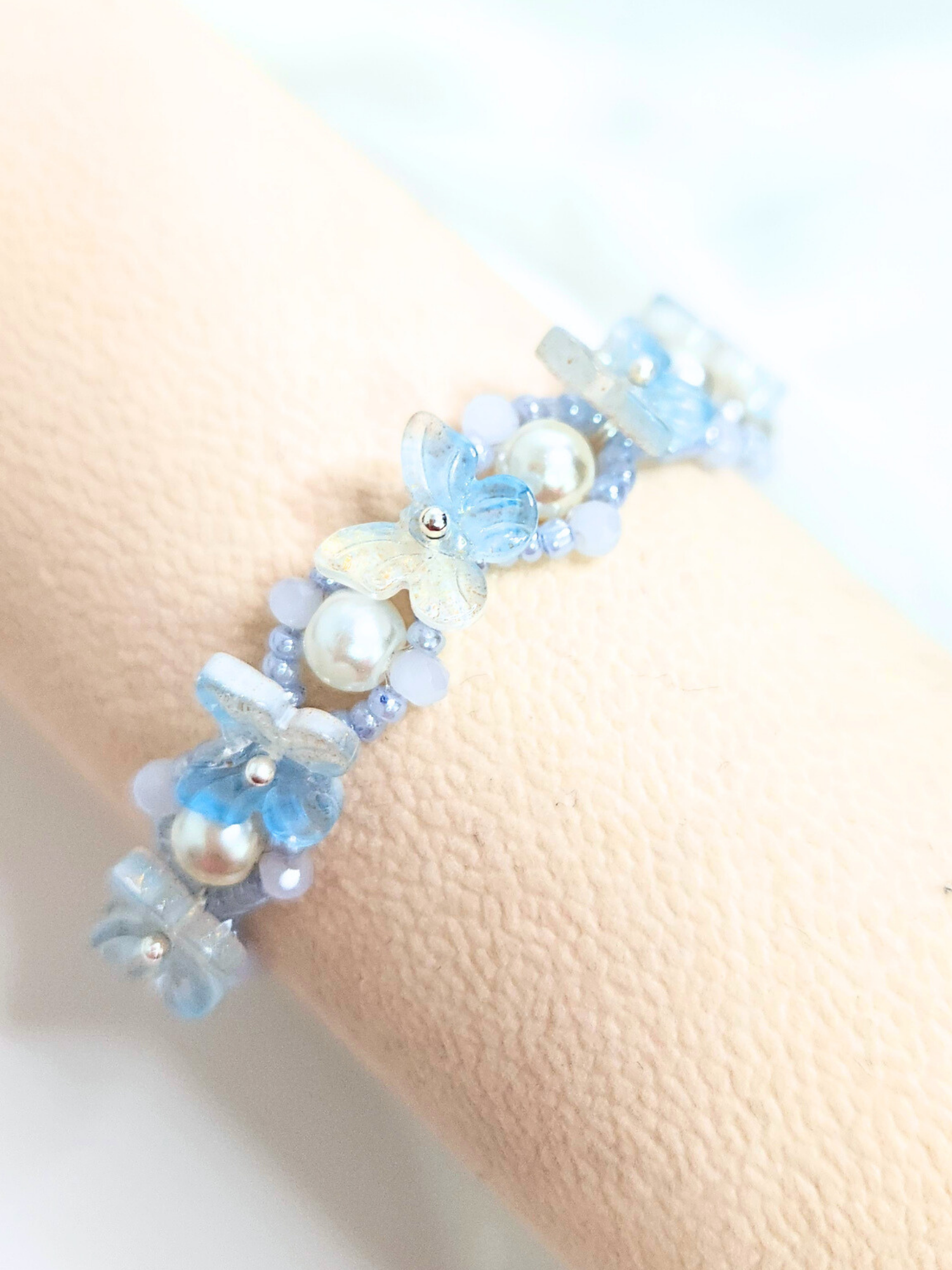 • Bracelet Simple • Papillons Bleu Perlé